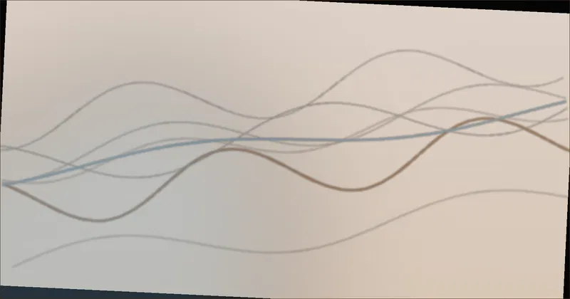 Illustration of a game landscape transitioning from daylight into lantern lit night