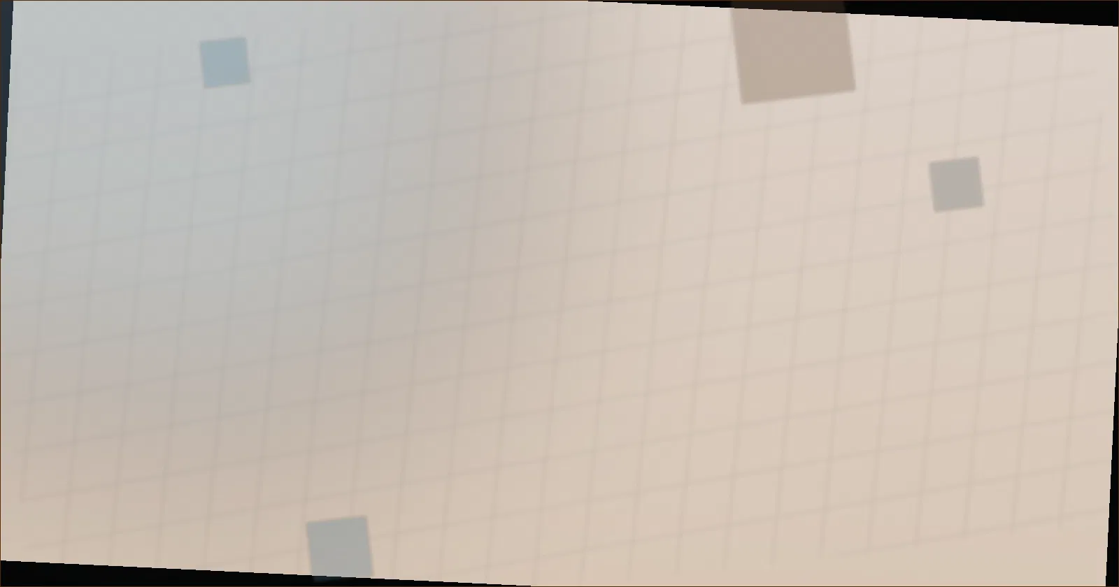 Grid of game lighting preset scenes beside a layered lit interior